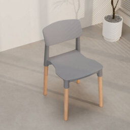Urbn-Living Urbnliving Set Of 4 Scandinavian Dining Chairs Beech Wood Legs Modern Plastic Seat - Grey - thumbnail 6
