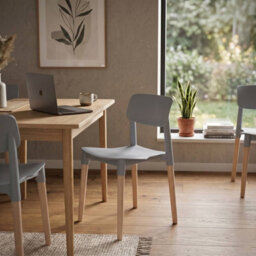 Urbn-Living Urbnliving Set Of 4 Scandinavian Dining Chairs Beech Wood Legs Modern Plastic Seat - Grey - thumbnail 4