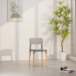 Urbn-Living Urbnliving Set Of 4 Scandinavian Dining Chairs Beech Wood Legs Modern Plastic Seat - Grey - thumbnail 7