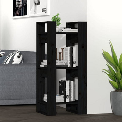 Berkfield Book Cabinet/room Divider Black 41X35X91 Cm Solid Wood Pine - image 1