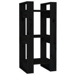 Berkfield Book Cabinet/room Divider Black 41X35X91 Cm Solid Wood Pine - thumbnail 2
