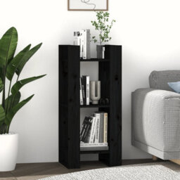 Berkfield Book Cabinet/room Divider Black 41X35X91 Cm Solid Wood Pine - thumbnail 6