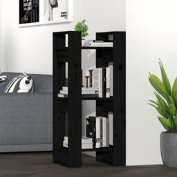 Berkfield Book Cabinet/room Divider Black 41X35X91 Cm Solid Wood Pine