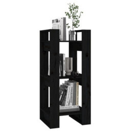 Berkfield Book Cabinet/room Divider Black 41X35X91 Cm Solid Wood Pine - thumbnail 5