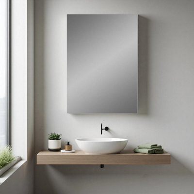 Sline 400X700mm White Wall Mounted Bathroom Mirror Cabinet Adjustable Shelf Ample Storage Space  Flat Packed - image 1