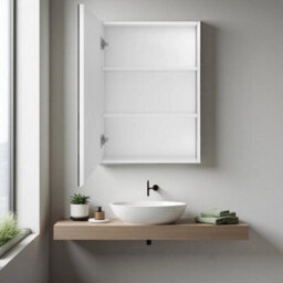 Sline 400X700mm White Wall Mounted Bathroom Mirror Cabinet Adjustable Shelf Ample Storage Space  Flat Packed - thumbnail 4