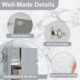 Sline 400X700mm White Wall Mounted Bathroom Mirror Cabinet Adjustable Shelf Ample Storage Space  Flat Packed - thumbnail 7
