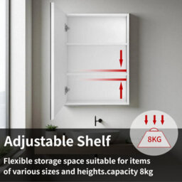 Sline 400X700mm White Wall Mounted Bathroom Mirror Cabinet Adjustable Shelf Ample Storage Space  Flat Packed - thumbnail 3