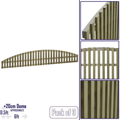 Premier Garden Supplies Florence Vertical Slatted (Pack Of 3) Width: 6Ft X Height: 0.5Ft Arched Fence Panel/topper/trellis - image 1