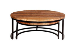 Wyld Haus Set Of 2 Yllas Railway Sleepers Nesting Round Coffee Tables - thumbnail 3