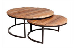 Wyld Haus Set Of 2 Yllas Railway Sleepers Nesting Round Coffee Tables - thumbnail 2