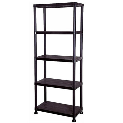 HEATON WHOLESALE 2 X Extra Large Black Plastic 5 Tier Compact Home Garage Storage Shelving Unit - image 1