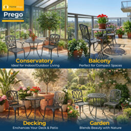 Homeology Positano Luxurious Garden Table And 2 Large Chairs With Armrests Cast Aluminium Bistro Set - Grey - thumbnail 3