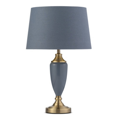 Lighting Supermarket Bailey Large Juniper Blue Table Lamp With Blue/gold Lined Shade - image 1