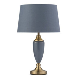 Lighting Supermarket Bailey Large Juniper Blue Table Lamp With Blue/gold Lined Shade - thumbnail 1
