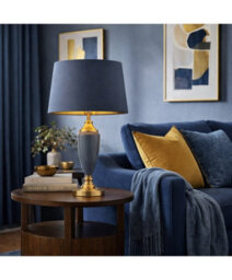 Lighting Supermarket Bailey Large Juniper Blue Table Lamp With Blue/gold Lined Shade - thumbnail 7