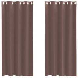 Berkfield Voile Curtains With Grommets 2 Pcs Brown 140X245 Cm - thumbnail 2