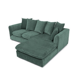 Abakus Direct Lucas Water Repellent Velvet Chenille Right Facing Corner Sofa In Jungle Green - thumbnail 5