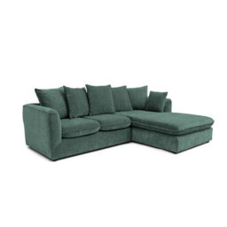 Abakus Direct Lucas Water Repellent Velvet Chenille Right Facing Corner Sofa In Jungle Green - thumbnail 3