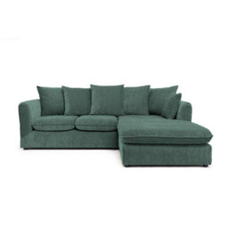 Abakus Direct Lucas Water Repellent Velvet Chenille Right Facing Corner Sofa In Jungle Green - thumbnail 1