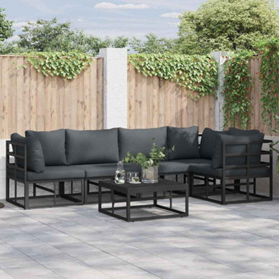 Berkfield Garden Sofa Set With Cushion 6 Pcs Black Aluminium - image 1
