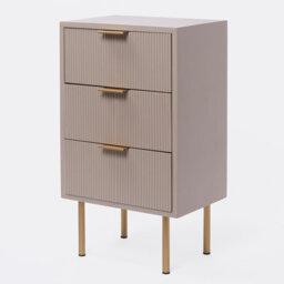 Ohs Ribbed 3 Draw Nightstand Modern Bedside Table - Natural - thumbnail 5