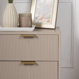 Ohs Ribbed 3 Draw Nightstand Modern Bedside Table - Natural - thumbnail 3