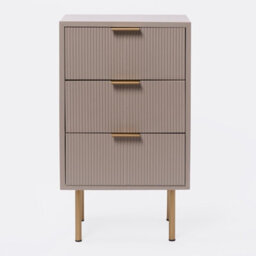 Ohs Ribbed 3 Draw Nightstand Modern Bedside Table - Natural - thumbnail 4