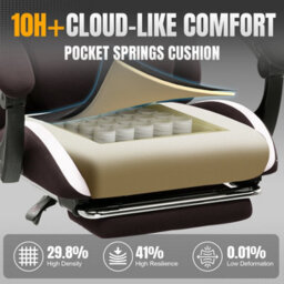Luckracer Fabric Gaming Chair, Ergonomic Computer Chair With Footrest Lumbar Support Heavy Duty Svivel Office Desk Chairs, Brown - thumbnail 7