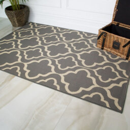 Loomed Grey Trellis Flatweave Indoor Outdoor Rug 120X170Cm - thumbnail 2