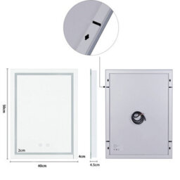 Luvodi Small Vanity Led Illuminated Bathroom Mirror Wall Mount Cosmetic Lights 400mm X 500mm - thumbnail 2