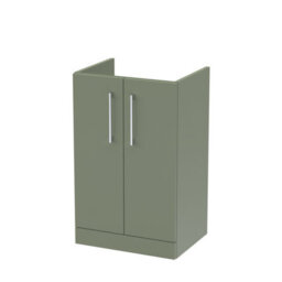 Nuie Hudson Reed Arno Floor Standing Vanity Unit, Durable 2 Soft Close Door Bathroom Sink Vanity Unit With Shelf In Satin Green, 500mm - thumbnail 1