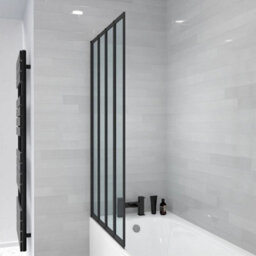 800 X 1400 mm 4 Fold Door Bath Shower Screen Black Frame - thumbnail 4