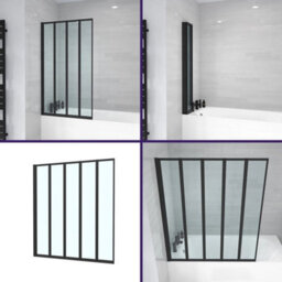 800 X 1400 mm 4 Fold Door Bath Shower Screen Black Frame - thumbnail 3
