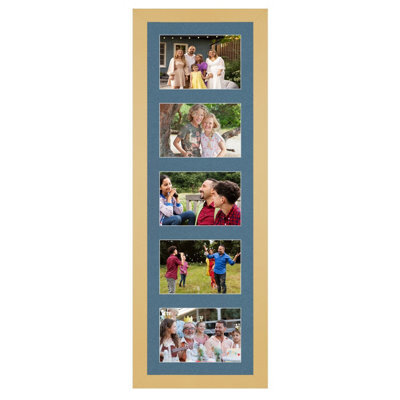 AK Frames 26X8 Mustard Yellow Modern Multi Photo Frame With Pompadour Mount - Holds 5 Apertures (5X) 6X4 Photos - image 1