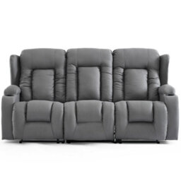 More4Homes Caesar 3 Seater Grey Technology Fabric Modern Manual Recliner Sofa - thumbnail 2