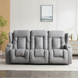 More4Homes Caesar 3 Seater Grey Technology Fabric Modern Manual Recliner Sofa - thumbnail 8