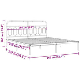 Berkfield Metal Bed Frame Without Mattress With Headboard White 160X200Cm - thumbnail 8