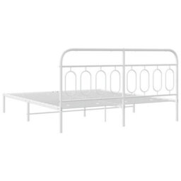 Berkfield Metal Bed Frame Without Mattress With Headboard White 160X200Cm - thumbnail 6