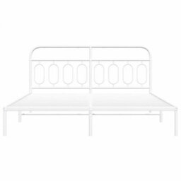 Berkfield Metal Bed Frame Without Mattress With Headboard White 160X200Cm - thumbnail 4