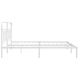 Berkfield Metal Bed Frame Without Mattress With Headboard White 160X200Cm - thumbnail 5