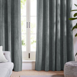 Aspire Homeware Grey Velvet Curtain Room Darkening Blackout Eyelet Curtain Pair (W) 168Cm X (D)228Cm With Tie Back Pair - thumbnail 2