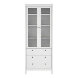 Wyld Haus Gossmere White Display Cabinet 2 Glass Doors 3 Drawers Matt Finish - thumbnail 3