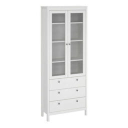 Wyld Haus Gossmere White Display Cabinet 2 Glass Doors 3 Drawers Matt Finish - thumbnail 2