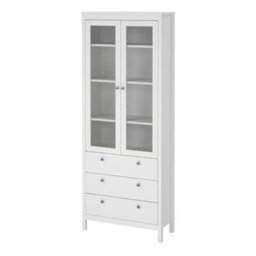 Wyld Haus Gossmere White Display Cabinet 2 Glass Doors 3 Drawers Matt Finish - thumbnail 4