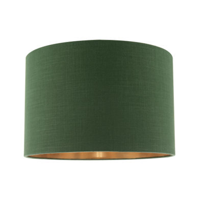 Happy Homewares Modern Forest Green Cotton Lamp Shade With Brushed Gold Inner Lining - image 1