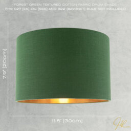 Happy Homewares Modern Forest Green Cotton Lamp Shade With Brushed Gold Inner Lining - thumbnail 7