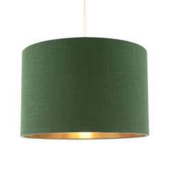 Happy Homewares Modern Forest Green Cotton Lamp Shade With Brushed Gold Inner Lining - thumbnail 2