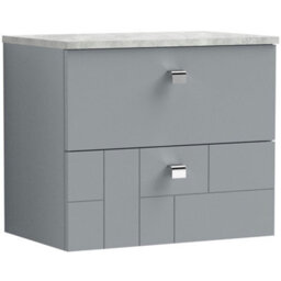 Nuie Blocks 600mm Wall-Hung Vanity Unit With Grey Laminate Worktop - Satin Grey - thumbnail 1