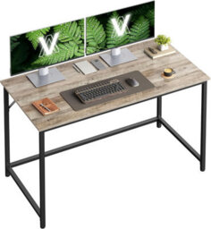 Songmics Industrial Study Desk, Contemporary Home Office Workstation With Metal Base, Greige And Black - thumbnail 7